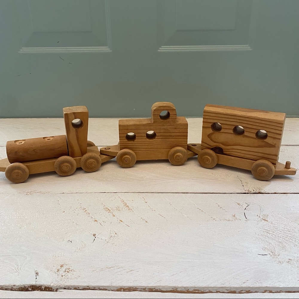 Vintage Handmade Wooden Train Toy